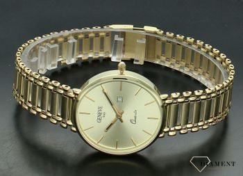 Złoty zegarek Geneve 585 na bransolecie z datownikiem ZG 66B unisex (5).jpg